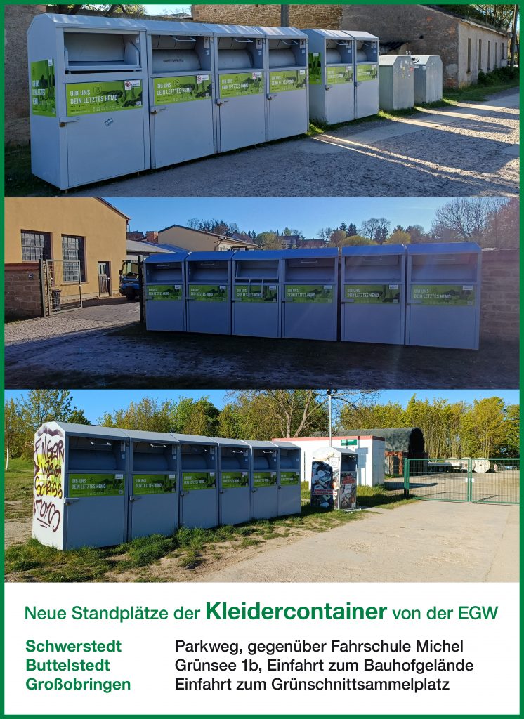 Neue Standorte - Kleidercontainer